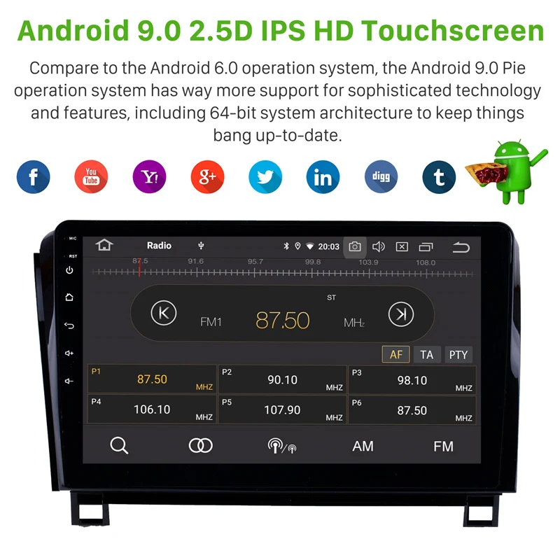 Harfey Android 9,0 ips 8-ядерный Оперативная память 4 Гб 10,1 дюймов головное устройство плеер для Toyota Sequoia 2006- автомобиля gps навигации радио стерео