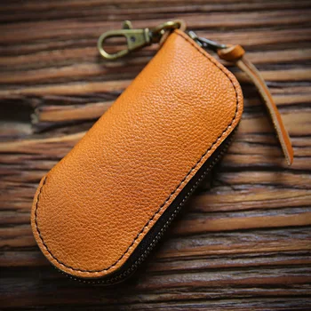 

Key Wallets Men Key Holder Housekeeper Original Leather Keys Organizer Women Keychain Covers Zip Key Case Bag Unisex Pouch Purse