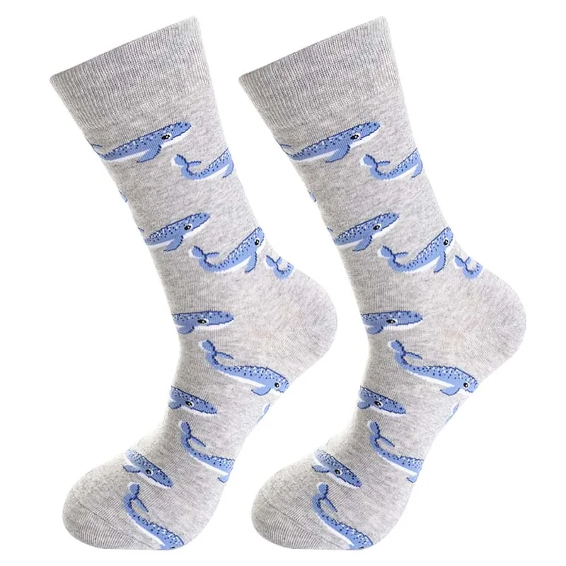 Women Colorful Combed Cotton Socks Shark Skull Pattern Long Tube Happy Men Socks Novelty Skateboard Crew Casual Crazy Socks - Color: 30