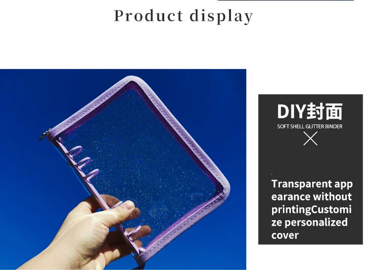 SKYSONIC A5 A6 Zipper Binder Cover-Loose Leaf Organizer Diary-Bullet Transparent PVC Case Photo Organizer Stationery Supplies