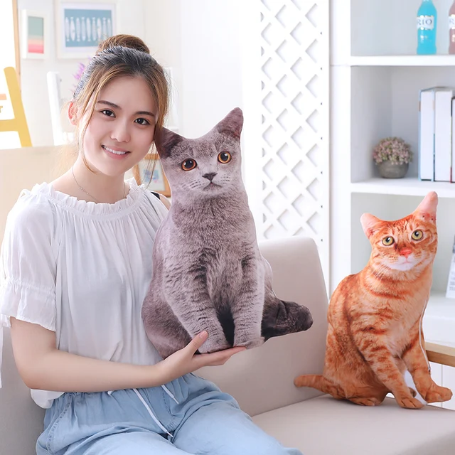 Simulation Plush Cat Pillow Soft Stuffed realistic Animal Cushion Sofa Decor Cartoon Plush Toy Children Kid kawaii Gift 1