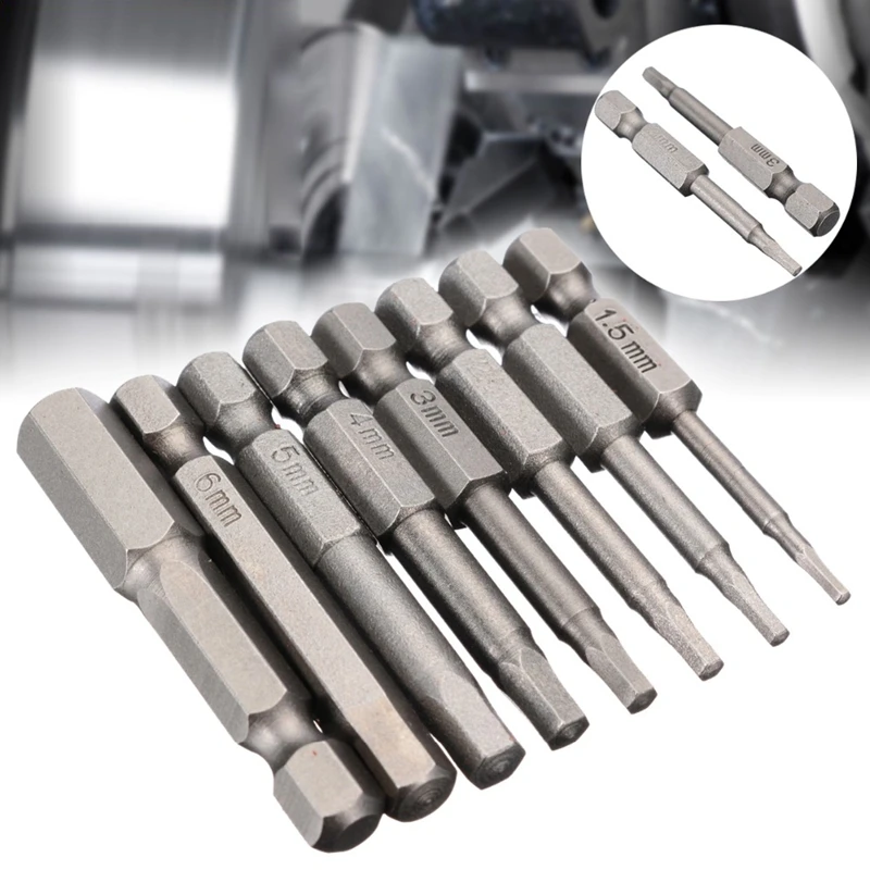 Горячая XD-8Pcs магнитная шестигранная отвертка бит S2 Сталь 1/4 дюймов шестигранный винтовой зажим набор драйверов 50 мм Длина H1.5-H8