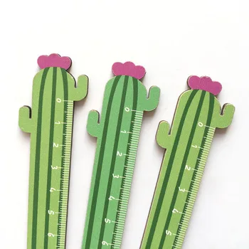 

New 15 Cm Cactus Wood Ruler Student Stationery Wooden Measure Ruler Kids Metric Tool Rewarding Promotion Gift