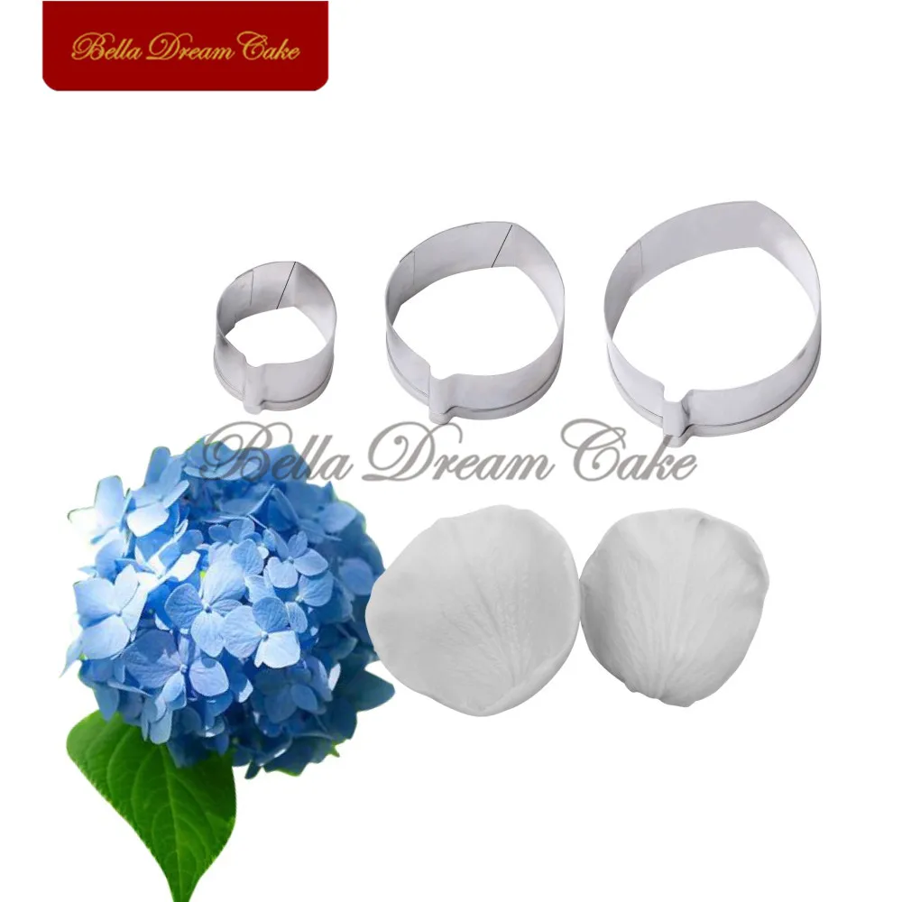 Hydrangea/Rose Flower Veiner Silicone Molds Stainless Steel Cutter