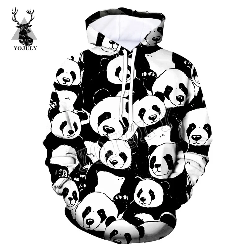 YOJULY/модный Повседневный пуловер в стиле хип-хоп с объемным рисунком панды; Повседневная Уличная одежда; пуловер с длинными рукавами для мальчиков и девочек-подростков; детская толстовка с капюшоном; C74