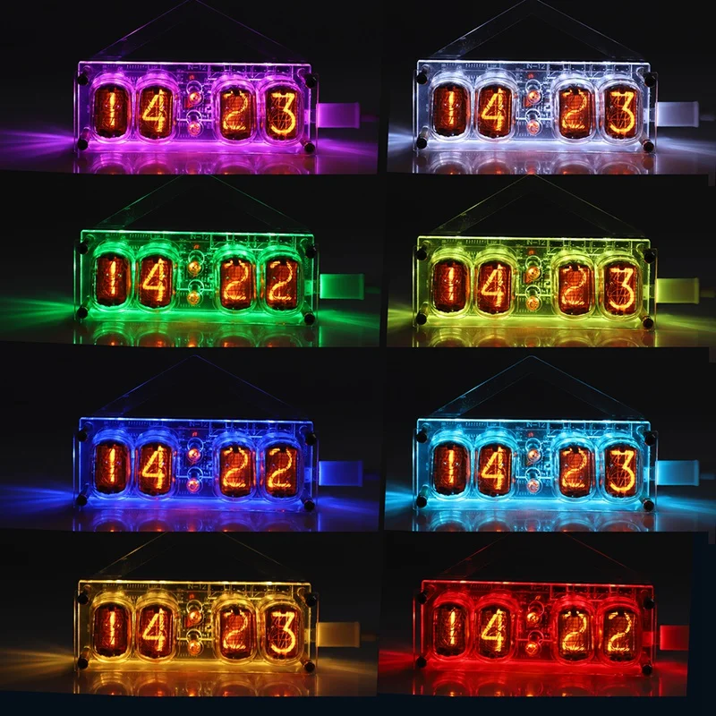 Горячая DC5V 4-бит IN-12 интегрированные светящиеся трубки часы Красочные RGB светодиодный подсветка, акриловые 4 IN-12B пробки лаборатория научная DIY Magic