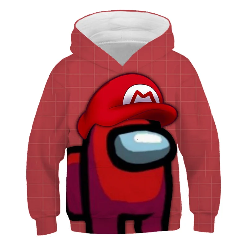 3D Красный Марио у нас толстовки детская одежда Kawaii игры аниме Impostor уличная лсення