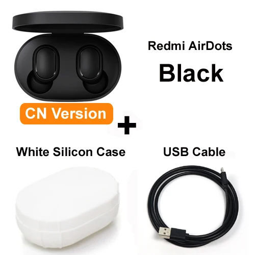 Беспроводные Bluetooth наушники Xiaomi mi Red mi AirDots TWS, стерео Bluetooth 5,0 mi ni гарнитура с mi c наушниками - Цвет: Add cable case