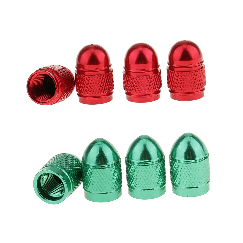 8pcs Red Green Car Wheel Tire Valve Stem Dust Cap Cover Rust Proof