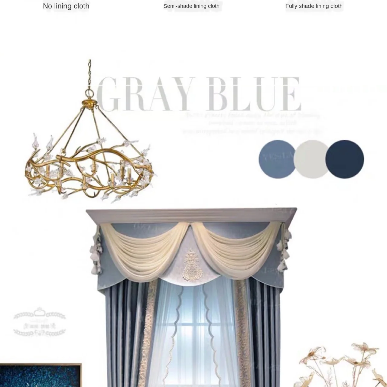 Free return High-quality Modern beautiful European Style Luxury Blue Blackout Curtains for  Living Room Bedroom customize