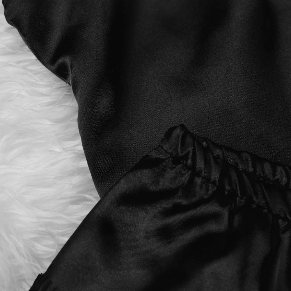 Лидер продаж, Женская Сексуальная атласная одежда для сна на бретельках, кружевное белье с v-образным вырезом, домашняя ночная рубашка, комплект нижнего белья, Прямая поставка, Pijamas de mujer
