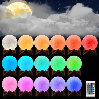 

LED Moon Night Light 3D Touch Sensor Moon Lamp Remote Control 16 Colors + Touch Control 7 Colors Decorative Hanging Lunar Light
