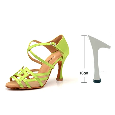 Light Green 10cm Ladingwu танцевальная обувь женская обувь для сальсы танцевальная светло-зеленая атласная обувь для латинских танцев с геометрическими узорами дизайн мягкая подошва - Цвет: Light Green 10cm