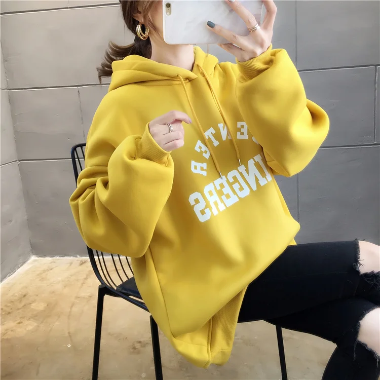Плюс Размер Уличная sudaderas mujer негабаритных женская одежда толстовка с капюшоном kawaii впитывает пот и бархат нижнее белье женские A5627