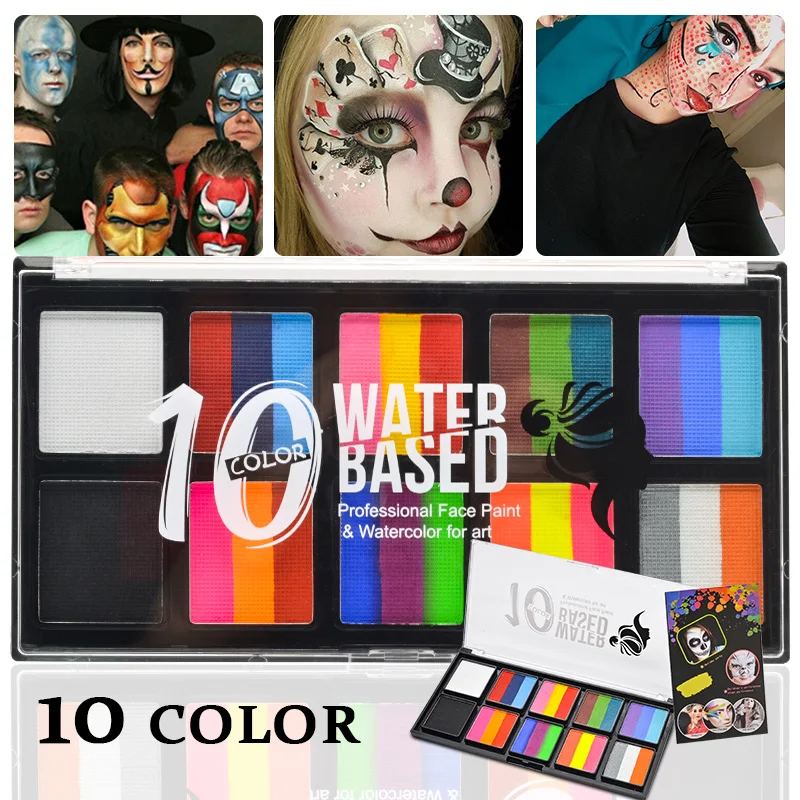 

10 Colors Makeup Set Face Body Art Paint Water Based Oil Painting Halloween Party Fancy Dress Beauty Makeup Tool Wholesale