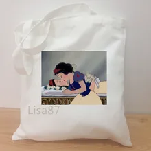 Принцесса любовь Принцесса Сумки На Плечо женские повседневные Эко многоразовые холщовые сумки большой емкости Vogue принцесса белые сумки-тоут