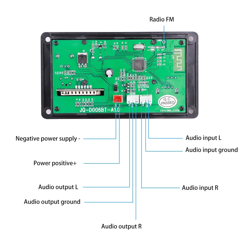 12VMicro USB FM AUX Bluetooth MP3 decoder board supports call recording