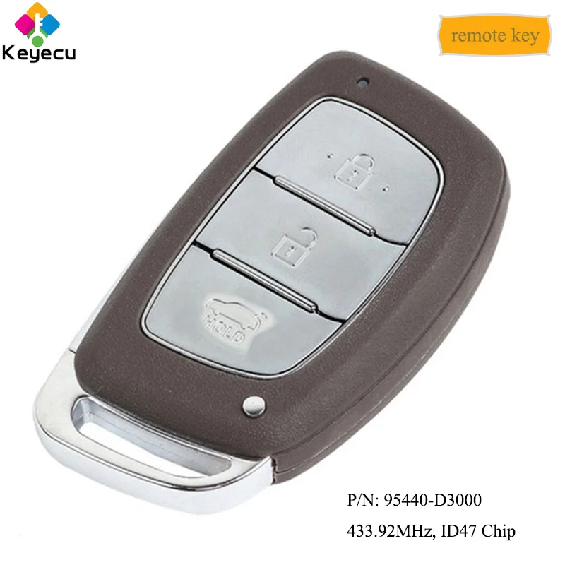KEYECU Smart Prox БЕСКЛЮЧЕВОЙ Вход дистанционного управления автомобильный ключ с 3 кнопками и 433,92 МГц и ID47 чип-брелок для hyundai Tucson
