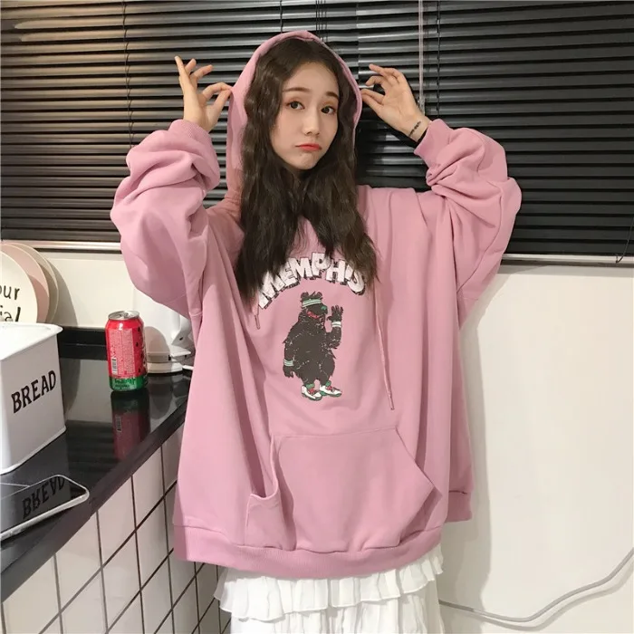 Harajuku одежда женские осенние толстовки корейский Ulzzang Bf длинный рукав тонкая толстовка с капюшоном женские Свободные пиджаки