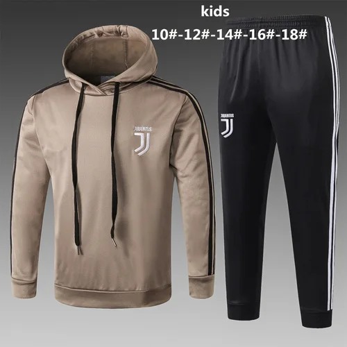 18 19 20 juventusing soccer kids tracksuit Winter training suit ronaldo hoodies football zipper juventess children jersey shirt - Цвет: Purple