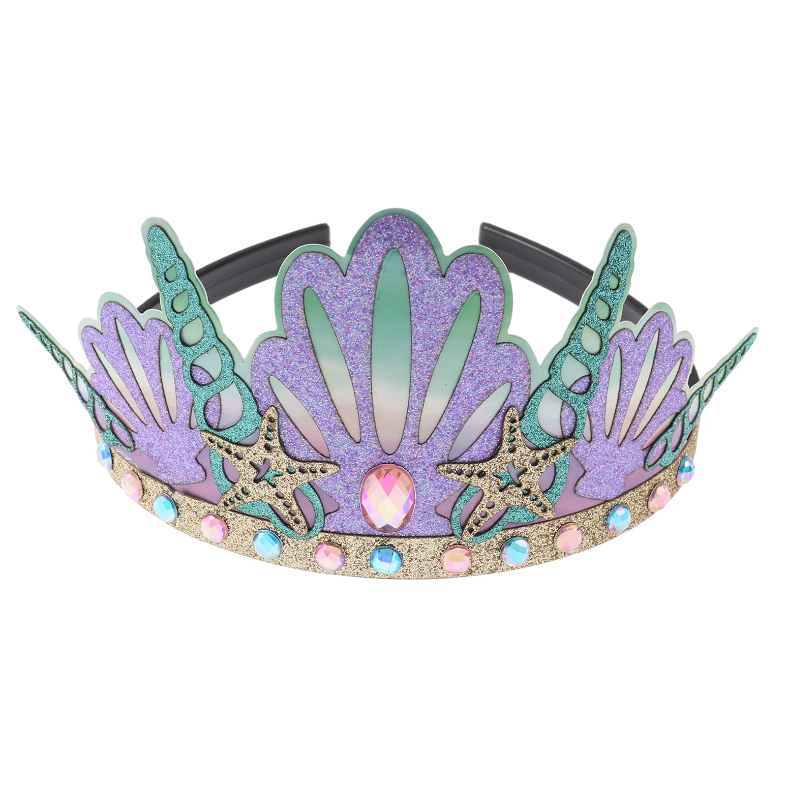 Kids Girls Princess Dress Up Crown Sparkling Mermaid Tiara Hair Hoop for Girls Birthday Halloween Costume Accessories