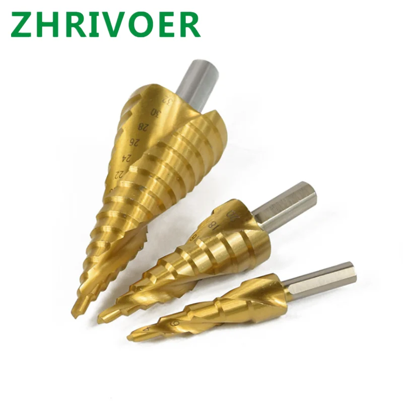 Triangular handle spiral groove step drill triangular handle step drill pagoda drill multifunctional bit 4-20 4-12
