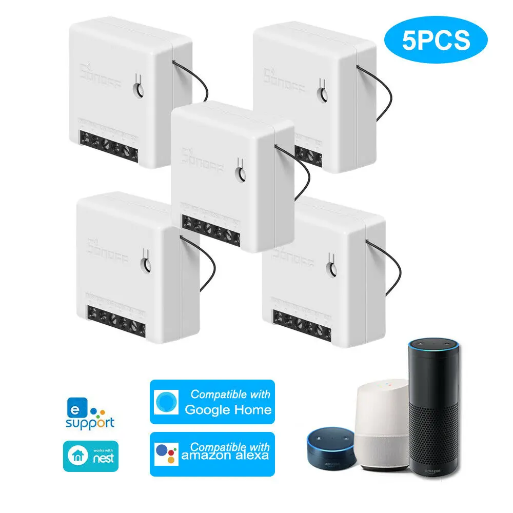 5 pcs SONOFF MINI DIY умный переключатель таймер дистанционное управление по eWeLink/Wi-Fi Поддержка внешнего переключателя работа с Alexa Google Home IFTTT - Комплект: 5 pcs