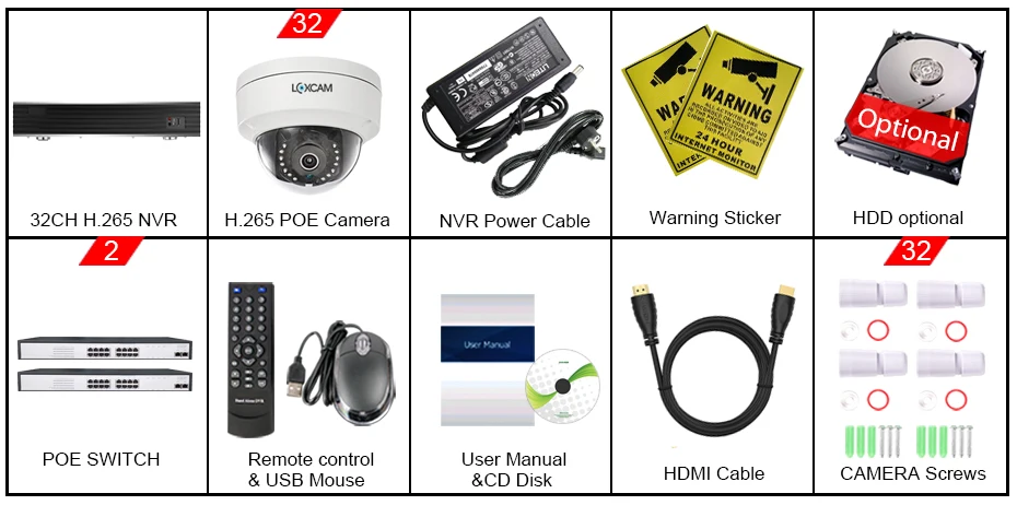 LOXCAM H.265+ 32CH 4K POE CCTV NVR система 5MP Аудио Открытый WandalProof безопасности POE ip-камера система видеонаблюдения Комплект ТБ