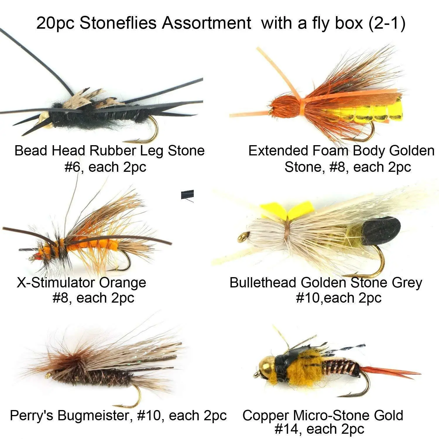 Aventik Sortiment 10 Stoneflies коллекция Erwachsene Fliegenfischen Forelle