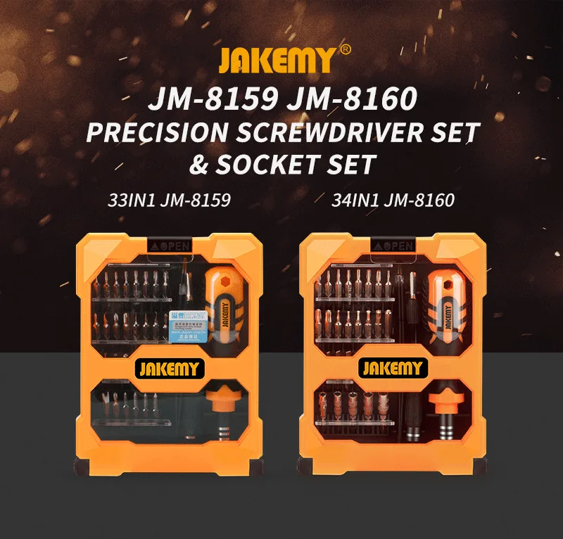 JAKEMY 33 in 1 Multi-functional DIY hand tool precision screwdriver with socket set for cellphone laptop game pad repair