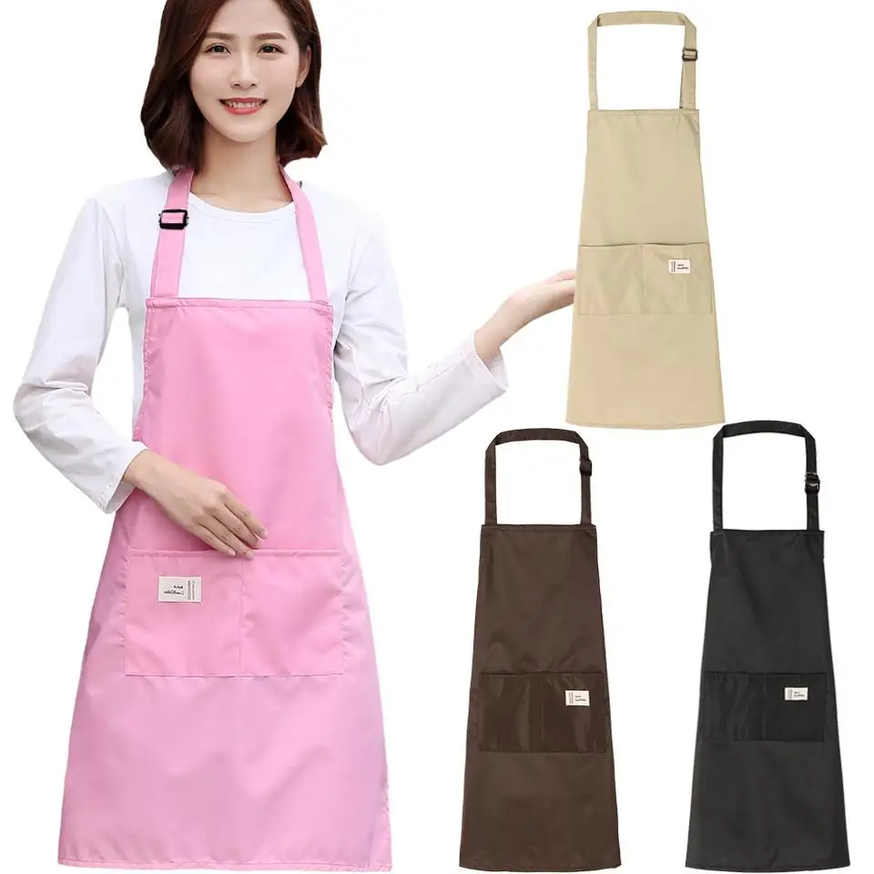 

34 Women Kitchen Apron For Cooking Baking Barista Apron Pink Waitressing Aprons Ladys Pinafore Thicken Restaurant Apron