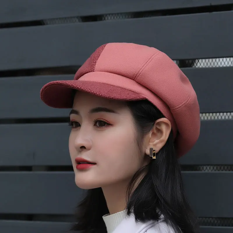 

Vintage Winter Berets Caps for Women Wool Octagonal Cap Winter Artist Warm Beret Hat Girls Hat Winter Knitted Women Hat