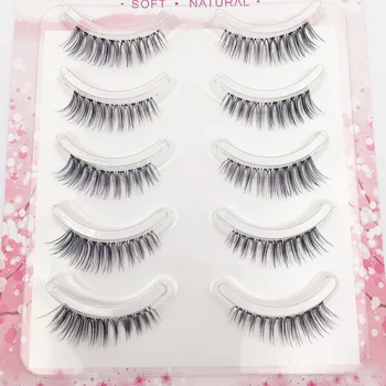 

5-Pack Japanese-style Sharpened False Eyelashes Light Make-up Soft Lightweight Handmade Natural Cross Eyelashes F10