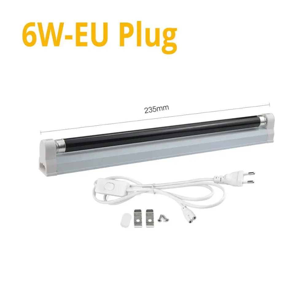 T8 6W8W трубки Blacklight синие лампы светодиодный свет бар кварцевые ультрафиолетовые лампы 110 В/220 В UVA флуоресцентные CFL Обнаружение денег приманка лампа - Испускаемый цвет: 6W 220V With Plug