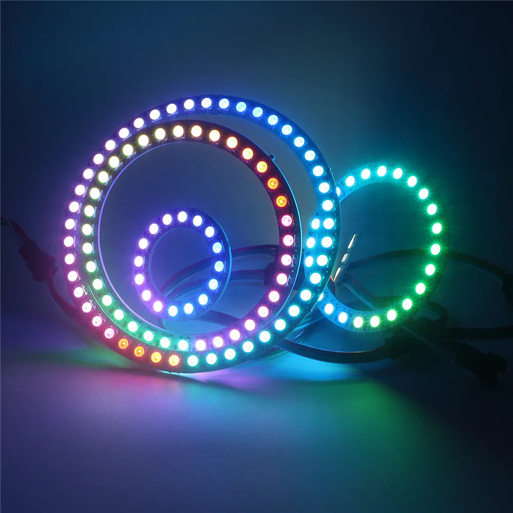 DC 5V WS2812B Led Module Strip 5050 SMD RGB Individual Addressable Ring Round Led Pixel Light Black/White PCB 8/16/24/35/45Leds