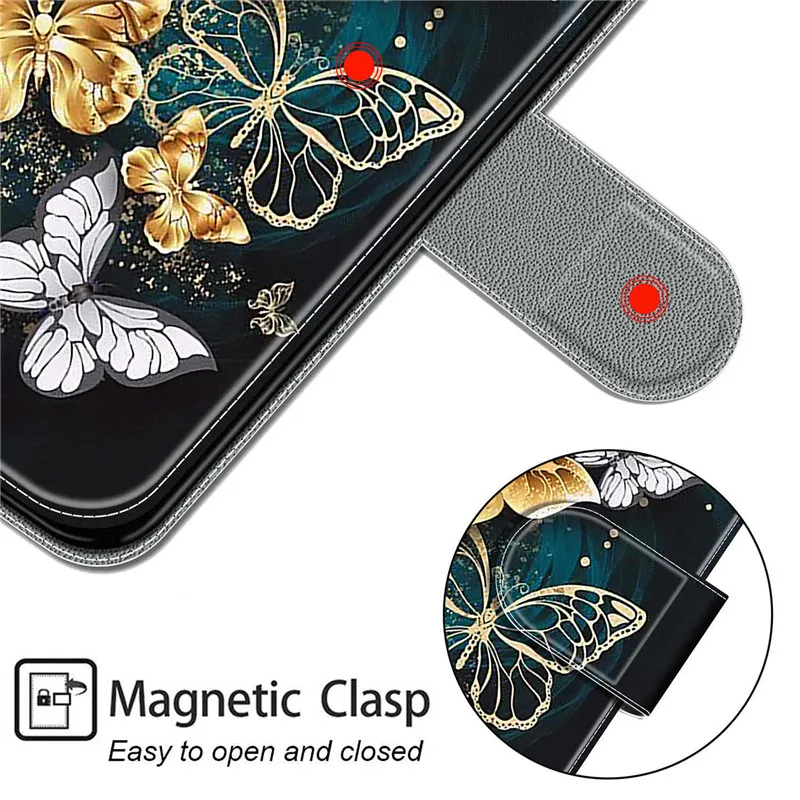 For Xiaomi Poco X3 Cartoon Butterfly Case Capa on Xiomi Poco X3 Pro NFC POCOX3 Case Card Slot Wallet Leather Magnetic Book Cover