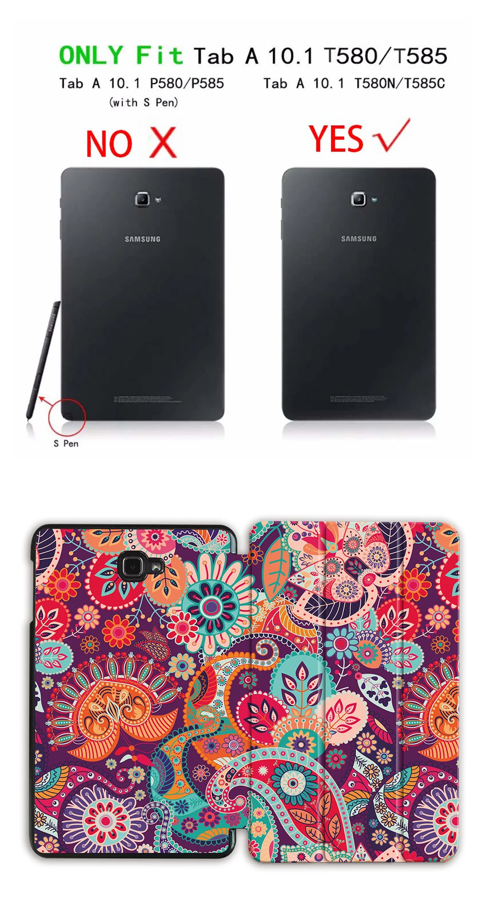 МТТ Пейсли печати чехол для samsung Galaxy Tab 10,1 дюймов SM-T580 T585 искусственная кожа Магнитная раза Стенд планшетный Обложка 10," T580N/C