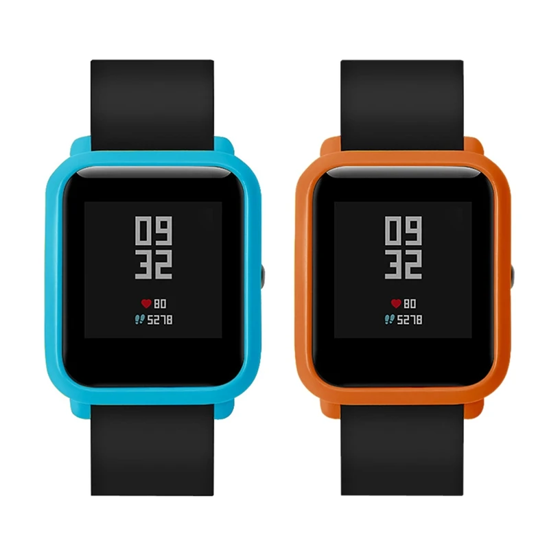

2 Pcs Smart Watch Protector Case Slim Frame PC Case Cover Protect Shell for Huami Amazfit Bip Youth Watch , Blue & Orange