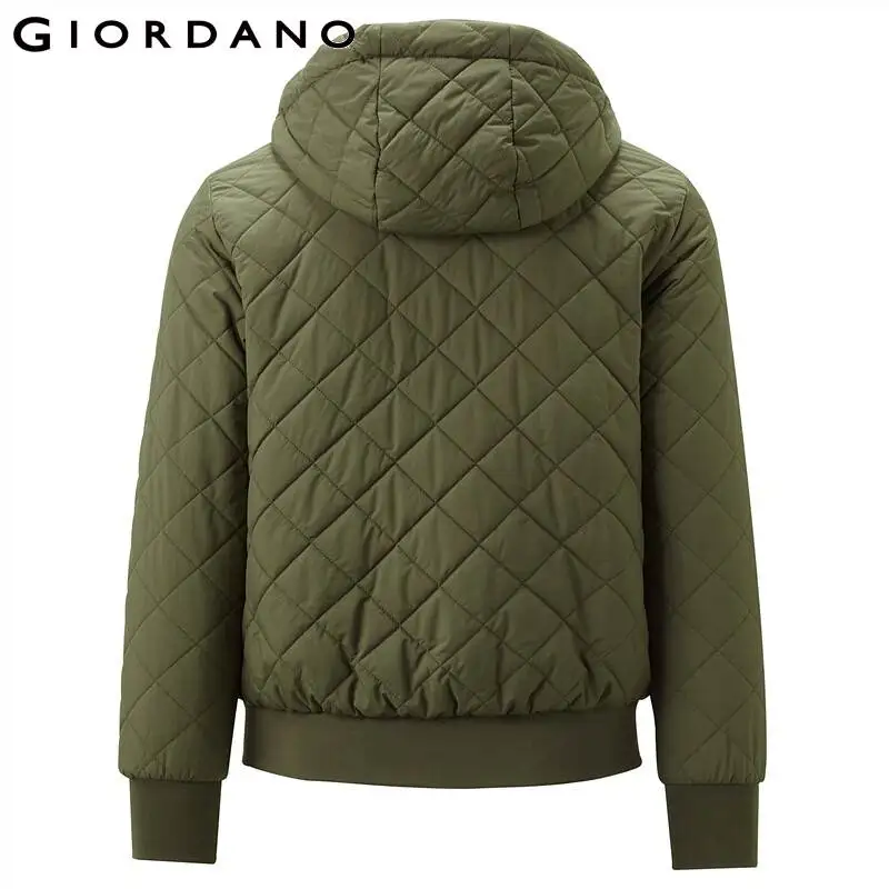 Giordano мужские куртки Argyle стеганая куртка-бомбер с капюшоном с несколькими карманами и пуговицами куртка в стиле кэжуал Masculino 13079807