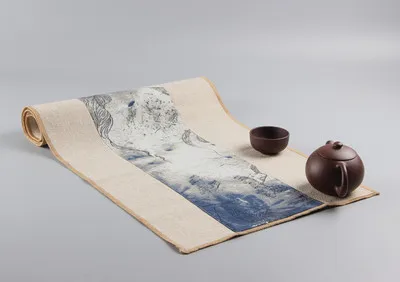 white with ink Китайский стиль лоскутный настольный бегун натуральный хлопково-льняной домашний декор обеденный стол коврик чайный стол ткань Прямоугольник Коврик - Цвет: white with ink