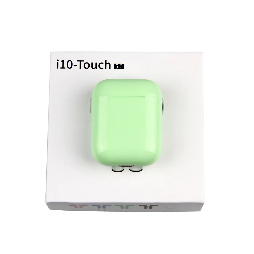 I10 TWS Наушники Беспроводные Bluetooth 5,0 наушники i10-Touch стерео наушники гарнитура для всех смартфонов PK i7s i9s i10 i11 i12 i13 - Цвет: Зеленый