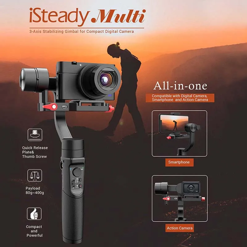 

Hohem iSteady Multi 3-Axis Handheld Gimbal Stabilizer for Micro Camera Gopro Hero Action Camera Smartphone PK Zhiyun Crane M2