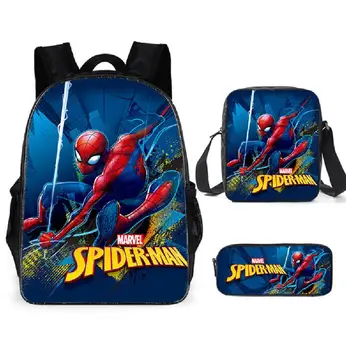 

3D spider-man Cartoon double Shoulder Bag Unisex Primary Student Boy Girl Outdoor Travel Bag Teenagers Backpacks