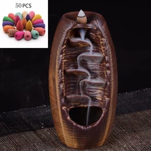 50 шт. горная речка ручной ладан держатель керамический обратный поток водопад Подставка под курения домашний декор wierook водный вал