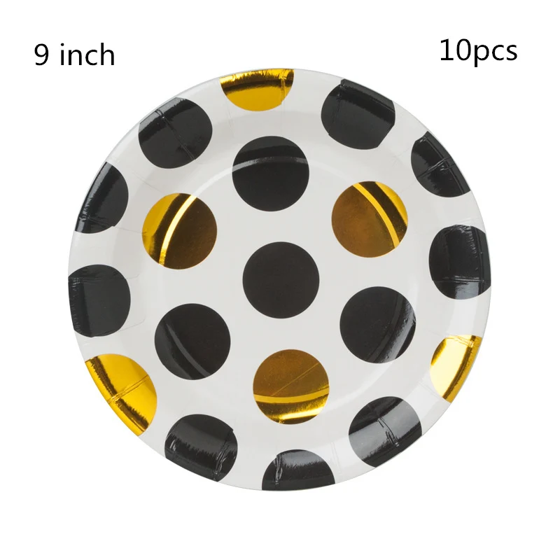 9 Plate 10pcs 10 шт. золотой розовый горошек бумажная тарелка День Рождения Декор одноразовая посуда бумажная салфетка под тарелку кружку дети ребенок душ вечерние принадлежности - Цвет: 9 Plate 10pcs