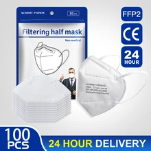 Masque facial FPP2 pour la Protection contre les Virus, 100 pièces, respirateur anti-poussière, Protection buccale, kn95