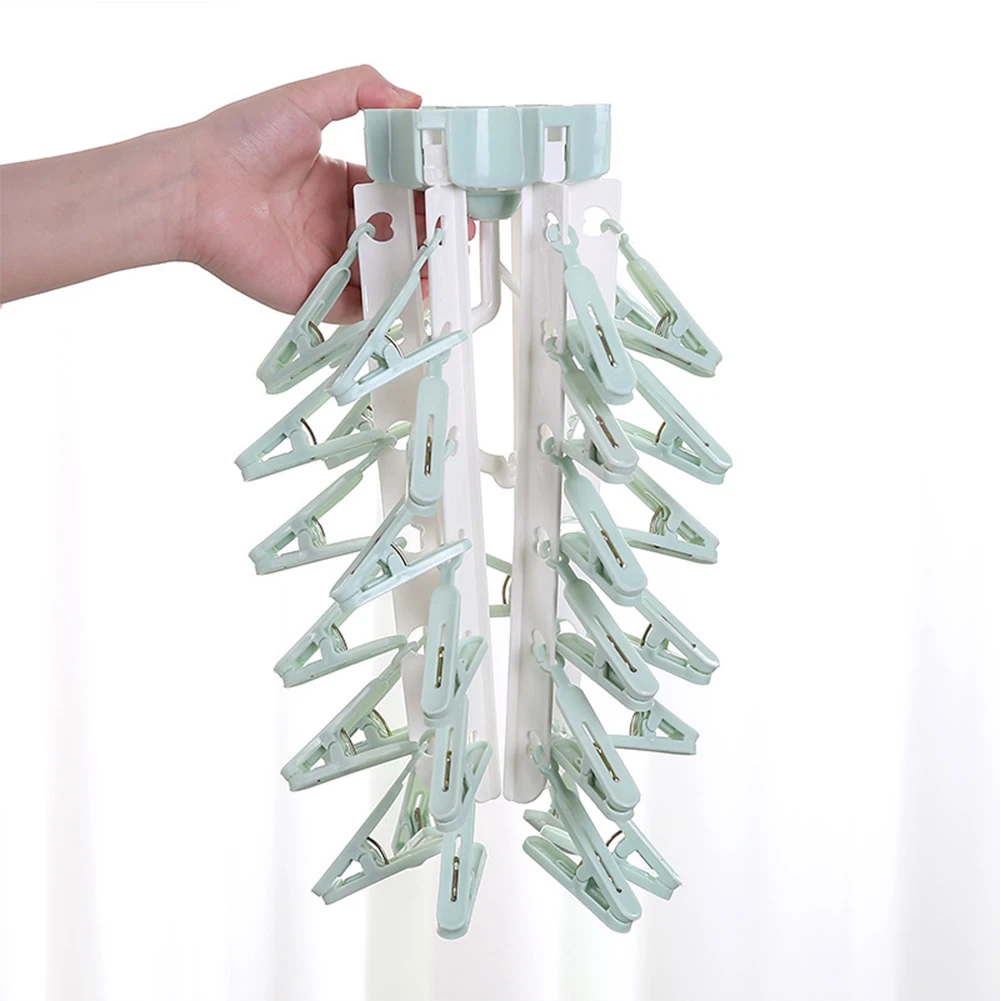 

36 Clips Organizer Drying Rack Foldable Travel Balcony Thick Non Slip Multifunction Socks Underwear Towels Home Clothes Hanger
