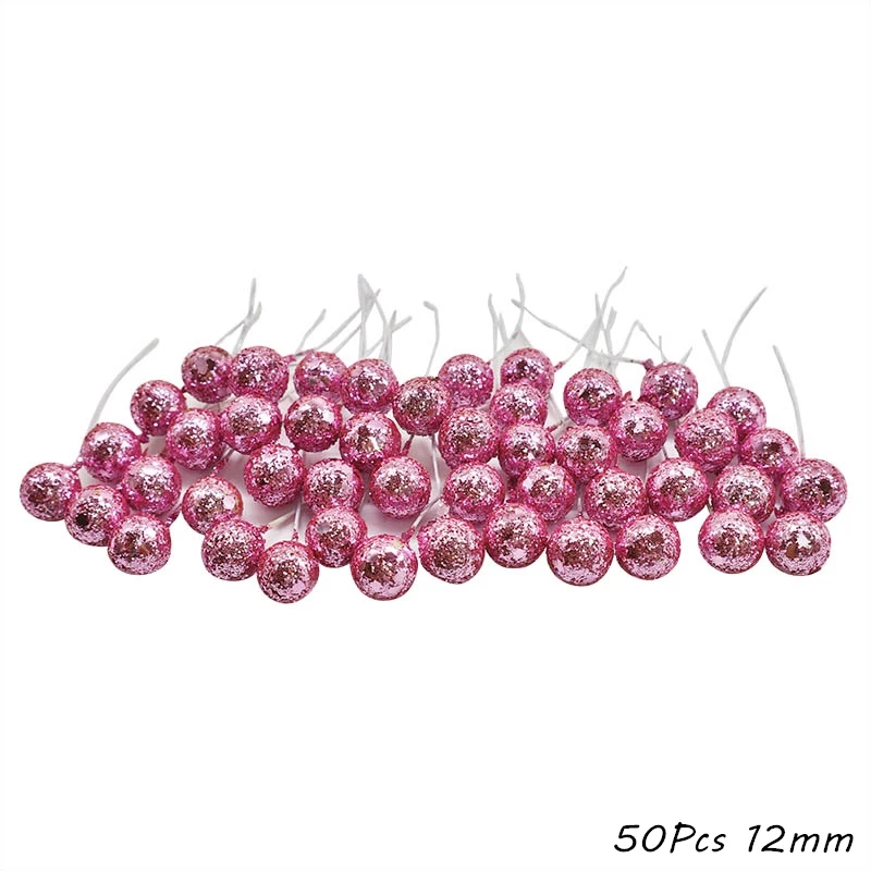 Mixed Pink Plant Flower Cherry Stamen Berries Bundle DIY Christmas Wedding Cake Gift Box Wreaths Decor