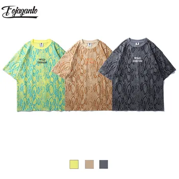 

FOJAGANTO Men's Brand Fashion T Shirt 2020 Summer Street Men Python Pattern Trend Printing High Street Male T Shirts