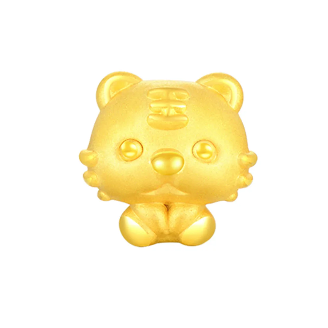 

Pure 24K 999 Yellow Gold 3D Lovely Cute Tiger Pendant Women Gift 0.8-1.1g